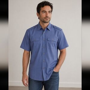 JOHN BLAIR Vintage XL Button Up Shirt with Epaulets and Pockets